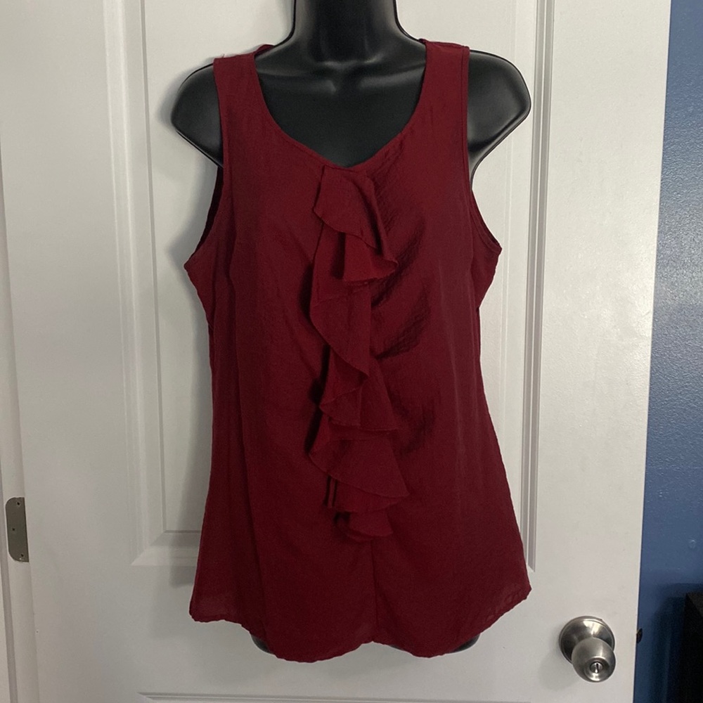 EUC The Limited Maroon Blouse w/ Side Zip Closure